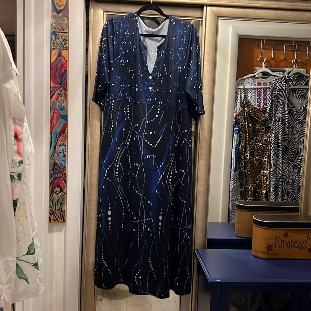 NWOT SOFT NAVY BLUE NO ZIP DRESS$22 size 2x